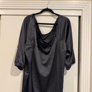 Torrid Satin Gray Draped Blouse